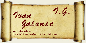 Ivan Galonić vizit kartica